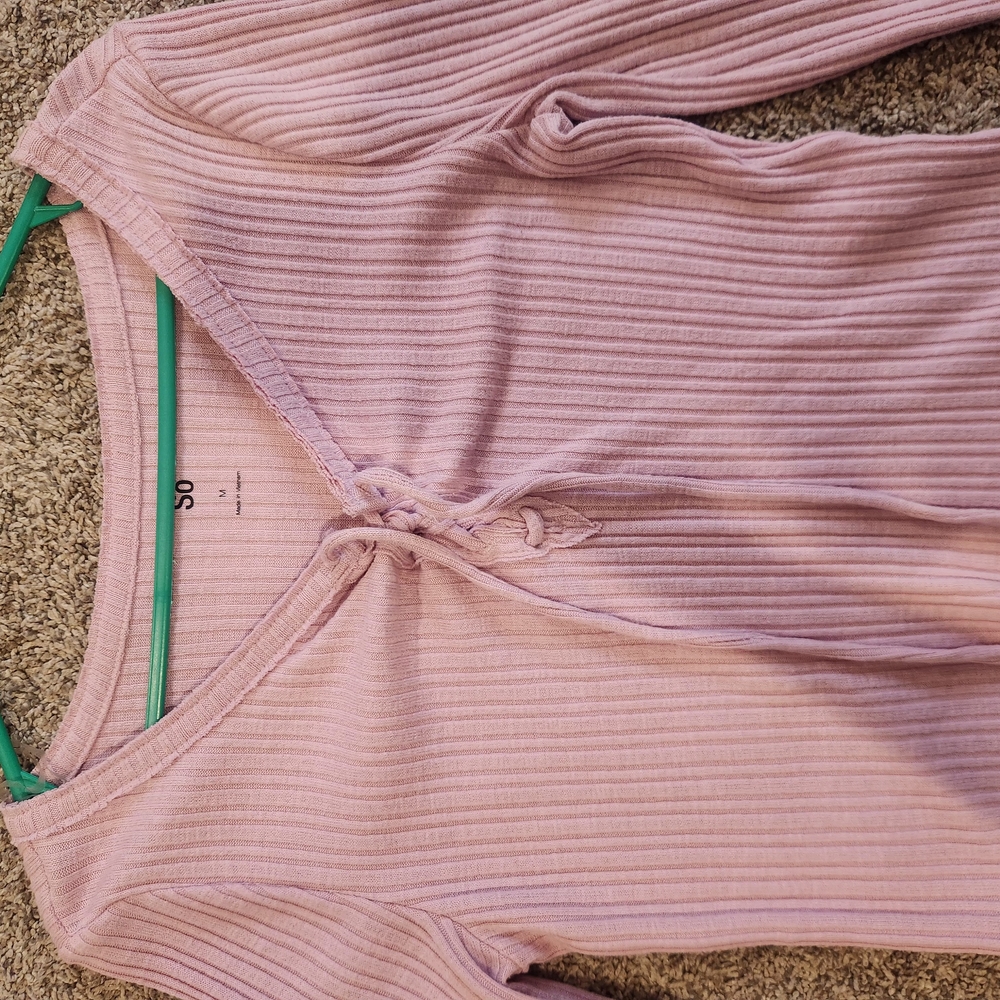 Ribbed Pink Long Sleeve Top